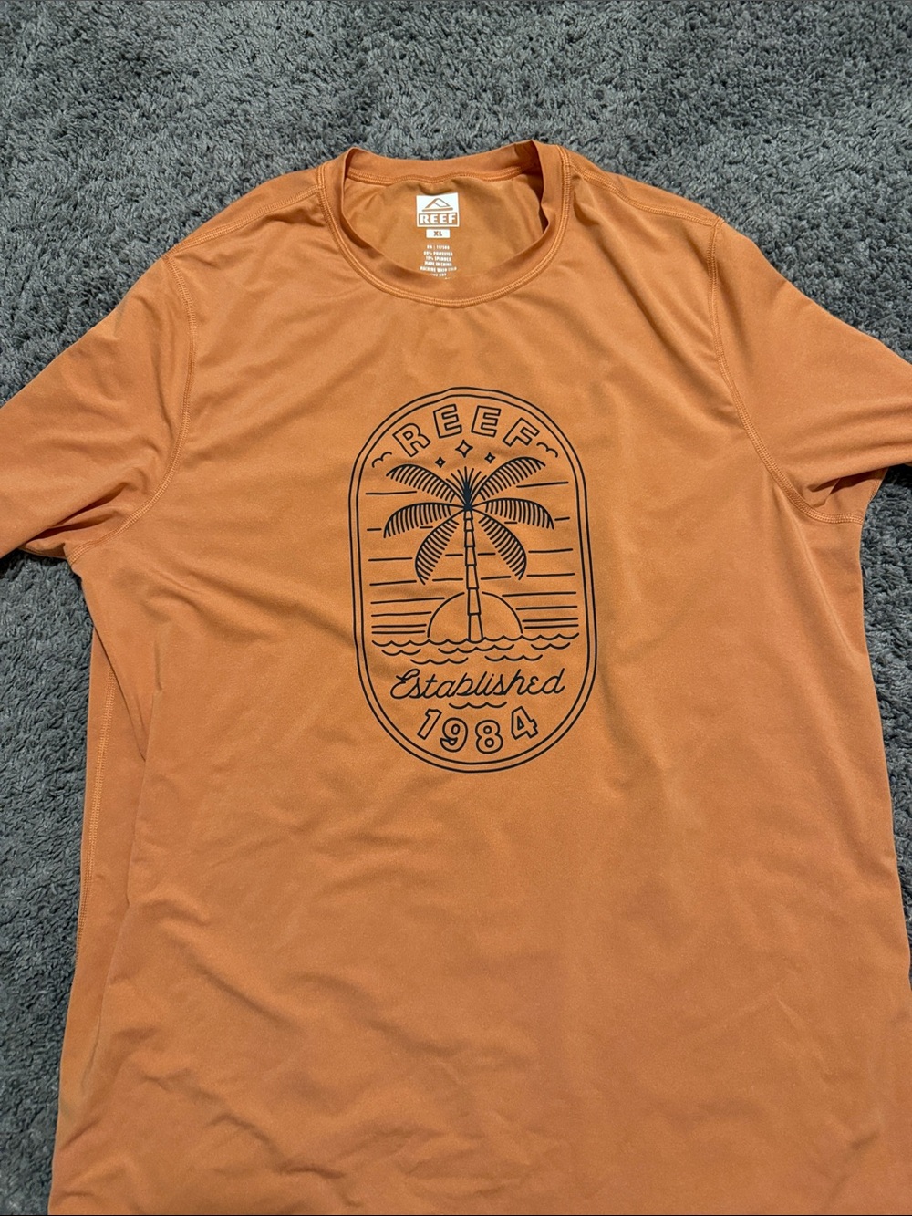 Reef Men's Rust Orange Short Sleeve Palm Graphic Tee